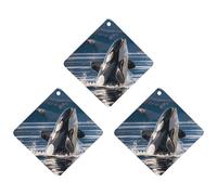 3PCS Orca Killer Whale Car Air Freshener Hanging Scented Cards Cute White Car Fresheners Long Lasting New Cars Scents for Women Men Natural Air Freshener with Lanyard Automotive Freshies