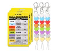 3pcs Order of Blood Draw Beads with Reference Card, Order of Blood Draw Vertical Badge Badge Reel Accessories Phlebotomy Essentials for School RN Nurse Student Practitioner Grad Gift (Yellow Card)