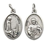 3Pcs Our Lady of Fatima Medal Sacred Heart Jesus Double Sided Pendant Charm | Zinc Alloy Oval Religious Tag with Italian Marking for Prayer Jewelry DIY Bracelet Necklace Faith Gift