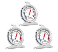 3PCS Oven Thermometer, Food Baking Accurate Temperature Monitoring Silver Large Dial Instant Read Stainless Steel Kitchen Cooking Thermometer for Fan Electric Pizza Oven Cooking/Baking/Grilling/BBQ
