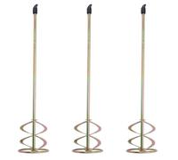 3pcs Paint Mixing Paddle for Drill, Carbon Steel Dual Helix | Extended Metal Shaft, Universal Compatibility, Deep Mixing for Paint and Resin, Golden Finish