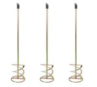 3pcs Paint Stirrer Drill Attachment Dual-Helix Paddle | Carbon Steel and Stainless Steel Construction, Prevents Bucket-bottom Residue, for Contractors and Resin Mixing