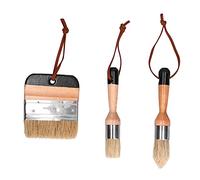 3PCS Painting Waxing Paint Brushes, Wooden Handle Paint Brushes for Furniture, Multifunctional Scrubbing and Round Brushes for Chalk Paint, Acrylics, Varnishes, Home Decor and DIY