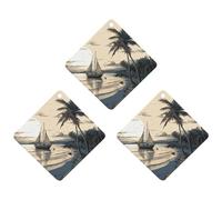 3PCS Palm Trees Fishing Boat Car Air Freshener Hanging Scented Cards Cute White Car Fresheners Long Lasting New Cars Scents for Women Men Natural Air Freshener with Lanyard Automotive Fre