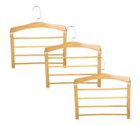 3Pcs Pants Hangers 4 Tier Wooden Non-Slip Space Saving Hangers with Rotating Hook High Load-Bearing Hangers for Pants Jeans Trousers and Scarves Jean Hangers Space Saving Hangers Hangers for Pants