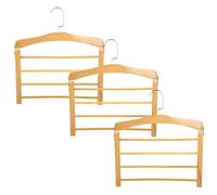 3Pcs Pants Hangers 4 Tier Wooden Non-Slip Space Saving Hangers with Rotating Hook High Load-Bearing for Pants, Jeans, Trousers and Scarves