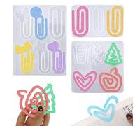 3pcs Paperclip Bookmarks Mold, Jumbo Paper Clips Bookmarks Silicone Mold with Multiple Style Epoxy Heart Resin Casting Mould Butterfly Making Supplies for DIY Crafts Book Lovers Gift