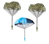 3Pcs Parachute Toys for Kids,Best Reusable Kid Boy Outdoor Flying Toys Soldiers Army Toy Soft Camo Paratrooper Parachute Creative Craft Ideal Throwing Play,for Boys Girls And Family Party,Green&Blue