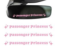 3PCs Passenger Princess Rearview Mirror Sticker - Cute & Funny Personalized Car Accessories for Women in Pink