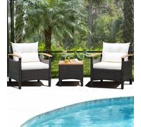 3pcs Patio Conversation Furniture Set Gardern Rattan Sofa Set with Coffee Table COSTWAY White One Size