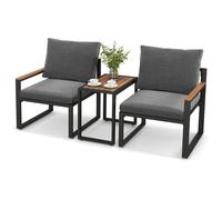 3Pcs Patio Furniture Set Aluminum Weatherproof Outdoor ConversationSet