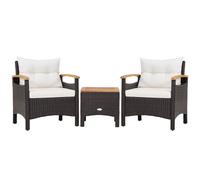 3pcs Patio Furniture Set Outdoor Rattan Sofa Set w/ Coffee Table COSTWAY Multi One Size