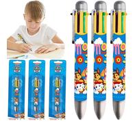 3Pcs Paw Patrol 6-in-1 Retractable Ballpoint Pen - Vivid Multicolor Ink, 0.5 mm Fine Point - Kids School Stationery Gift, Arts & Crafts Pen