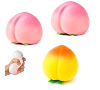 3Pcs Peach Squishy, Giant Peach Squishy Fidget Items Set of 3, Soft Sensory Items for Classroom and Office, Pink and Yellow Peach Design