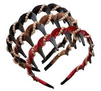 3Pcs Pearl Headbands with Teeth Anti-slip Vintage High Cranium Elegant Pearl Headbands for Women, Fashion Dual-Wear Hair Bands Gifts