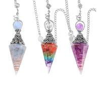 3Pcs Pendulum Crystal, Crystal Pendulum, Pendulum Set with Amethyst, Aquamarine & Rainbow Stone for Dowsing, Divination & Meditation