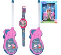 3PCS Peppa Pig Walkie Talkies and Digital Wrist Watch Set for Kids Girls with 80M Range Voice Activation Belt Clip Digital Time Display Gift Toy Set for Outdoor Indoor Age 3+