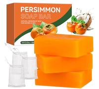 3PCS Persimmon Soap for Nonenal, Natural Bar Soap for Body Odor Control, Purifying Deodorizing Face Body Wash Soap with Persimmon & Green Tea Extract, Deep Cleansing for Men Women