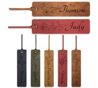 3pcs Personalised Bookmarks for Bookish,Custom Engraved Leather Bookmark with Letter Flower,Bookmark Gifts for Women Men Teachers Students Birthday Graduation Teachers' Day