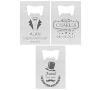 3PCS Personalised Bottle Openers Credit Card Size, Groomsmen Best Man Gifts for Wedding Bachelor Party, Stainless Steel Beer Bottle Opener, Silver