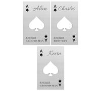 3PCS Personalised Bottle Openers Credit Card Size, Groomsmen Best Man Gifts for Wedding Bachelor Party, Stainless Steel Beer Bottle Opener, Spade A Silver