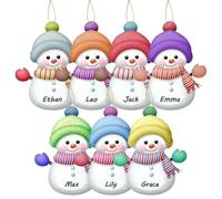 3PCS Personalised Christmas Ornaments Snowman, Custom Family Christmas Tree Ornaments with Name, Acrylic Hanging Tags Xmas Tree Pendants, Customized Xmas Decoration Gifts for Family, Friends, Kids