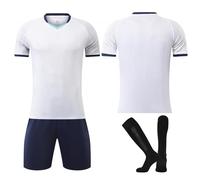 3pcs Personalised Football Training Kit with Name and Number, Shirts Shorts Socks Set, Custom Soccer Jersey for Boys Men Gifts (White)