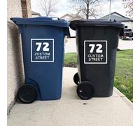 3PCS Personalised Wheelie Bin Number Stickers, Custom Address Label Stickers, Personalised Bins Labels, Trash Can，12.8x12.8Cm