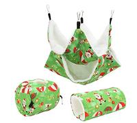 3pcs Pet Hammock Set, Guinea Pig Cage Hanging Tunnel Hammock Small Animal Hammocks Hanging Tunnel Hanging Bed Cage Accessories for Rat Ferret Small Cat(green)