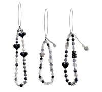 3PCS Phone Beads Strap,Beaded Phone Charm,Cute Charms Cell Phon-e Lanyard Strap,Y2K Pearl Beaded Mobile Phon Lanyard,Butterfly Love Bear Mobiles Charm, for Girls,Ladies