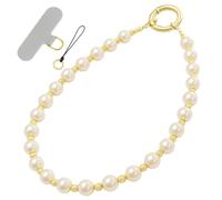 3PCS Phone Charm, Elegant Pearl Phone Chain with Gold Accents, Stylish Lanyard for Women and Girls, Anti-Lost Strap for Daily Use and Gifts