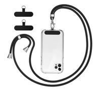 3PCS Phone Lanyard, 1.6M Adjustable Phone Strap With Dual Reinforced Patches, Mobile Phone-Lanyard, Anti Theft Phone Strap, Phonestrap Crossbody, Universal Fit For All Smartphone & Case (Black)