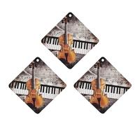 3PCS Piano Violin Car Air Freshener Hanging Scented Cards Cute Black Car Fresheners Long Lasting New Cars Scents for Women Men Natural Air Freshener with Lanyard Automotive Freshies
