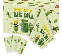 3Pcs Pickle Party Tablecloth Funny Fruit Cucumber Birthday Table Cover Kind of a Big Deal Themed Party Decorations Plastic Disposable Rectangular Table Cloth Decor for Birthday Vegetable Fruit Party
