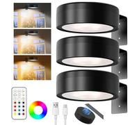 3Pcs Picture Lights for Wall, 13 RGB Wireless Magnetic LED Rechargeable Art Picture Frame Lights with Remote, Dimmable and Timer Battery Operated Art Drawing Wall Lamp for Pictures & Art Painting