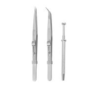 3Pcs Piercing Ball Grabber Tool Set, Diamond Holder Pick up Tool, Stainless Steel Jewelry Locking Tweezers, Jewelers Holder for Changing Piercing Balls Screws Tiny Objects IC Chip Components
