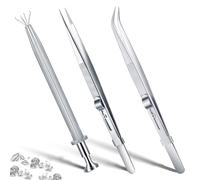 3Pcs Piercing Ball Grabber Tool Set, Multifunctional Jewelers Holder Pick up Diamond Tweezers Tool, Precision Stainless Steel Piercing Ball Grabber Tool for Tiny Objects Electronic Components