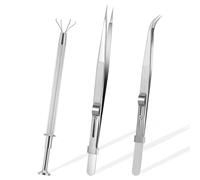 3PCS Piercing Ball Grabber Tool Set, Precision Stainless Steel Jewelry Locking Tweezers Piercing Kit Diamond Tweezers Jewelers Holder Pick up Tool for Jewelry Making Tiny Objects Electronic Components