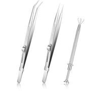 3Pcs Piercing Ball Grabber Tool Set, Precision Stainless Steel Jewelry Tweezers Jewelers Holder Pick up Diamond Tweezers Tool for Tiny Objects IC Chip Electronic Components