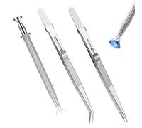 3Pcs Piercing Ball Grabber Tool Set Stainless Steel Diamond Tweezers Jewelers Holder Pick up Tool Precision Piercing Tools for Jewelry Making and Tiny Objects IC Chip Electronic Components