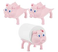 3PCS Pig Toilet Roll Holder Funny Toilet Paper Holder Free Standing Bathroom Set Black Cat Paper Roll Storage Multifunctional Tissue Paper Stand for Wall Home Bathroom Decor(Pig)