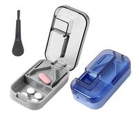 3Pcs Pill Cutter, Pill Splitter for Small Tablets, Pill Cutters for Tablets UK, Tablet Splitter with V-Shaped Holder, with Brush for Easy Medication Management, Portable and Compact for Travel