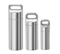 3PCS Pill Holder, 3 Sizes Portable Pill Cases, Waterproof Daily Pill Container Holder, Portable Organizer Medicine Dispenser for Outdoor Camping Traveling, Silver
