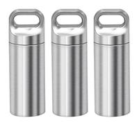 3PCS Pill Holder, Portable Pill Cases, Waterproof Daily Pill Container Holder, Portable Organizer Medicine Dispenser for Outdoor Camping Traveling (Silver, 4.85 * 1.55cm)