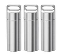 3PCS Pill Holder, Portable Pill Cases, Waterproof Daily Pill Container Holder, Portable Organizer Medicine Dispenser for Outdoor Camping Traveling (Silver, 6.5 * 1.95cm)