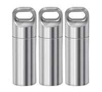 3PCS Pill Holder, Portable Pill Cases, Waterproof Daily Pill Container Holder, Portable Organizer Medicine Dispenser for Outdoor Camping Traveling (Silver, 3.9 * 1.15cm)