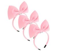 3pcs Pink Bowknot Fabric Headband for Women and Spa