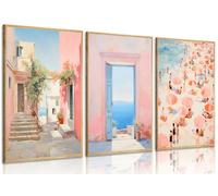 3Pcs Pink Coastal Cowgirl Canvas Wall Art Trendy Preppy Beach Sweet Painting Picture Wall Decor Western Beachy Posters Print Artwork for Teen Girl Dorm Girls Room Aesthetic Home Decor 12x16in Poster