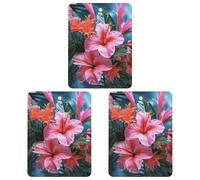 3PCS Pink Flower Tropical Plant Car Air Freshener Hanging Scented Cards Cute White Car Fresheners Long Lasting New Cars Scents for Women Men Natural Air Freshener with Lanyard Automotive