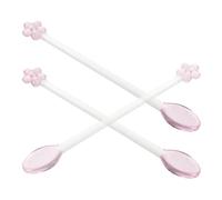 3pcs Pink Glass Cherry Blossom Stirrer Spoon for Hot and Cold Drinks | Elegant High Transparency Finish, Party and Afternoon Tea Use, Heat Resistant Glass, Spill Prevention